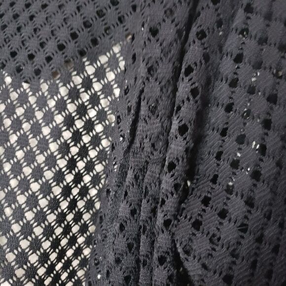 🦋3/$25 La Vie En Rose Aqua Medium Black Long Sleeve Mesh Cardigan Coverup - Picture 3 of 10